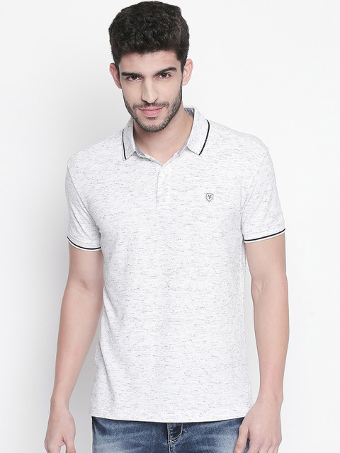 

Mufti Men White Printed Slim Fit Polo Collar T-shirt
