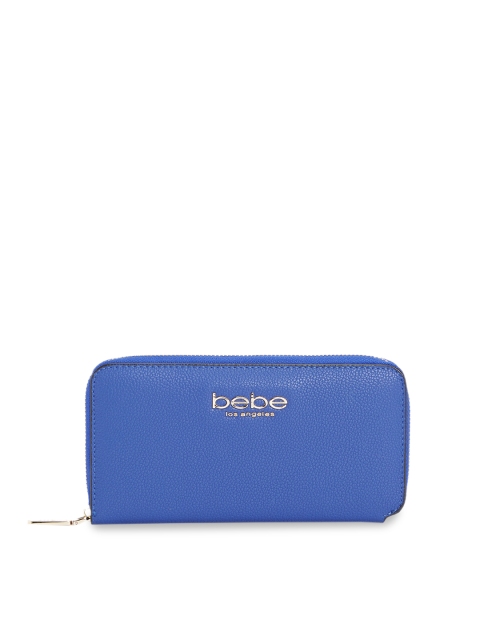 

bebe Women Blue Solid Zip Around Leather Wallet