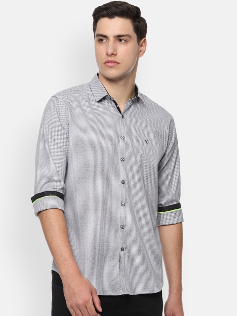 

V Dot Men Grey & White Slim Fit Printed Casual Shirt