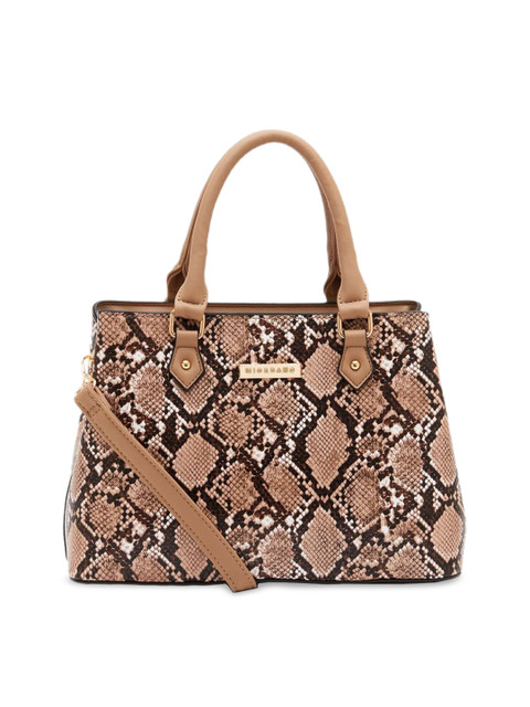 

GIORDANO Beige & Coffee Brown Snake Skin Textured Handheld Bag