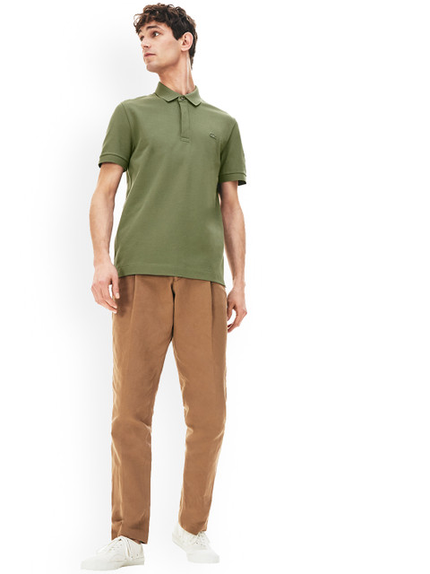 

Lacoste Men Olive Green Regular Fit Stretch Cotton Pique Polo