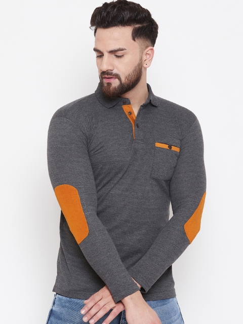 

Austin wood Men Grey Solid Polo Collar T-shirt
