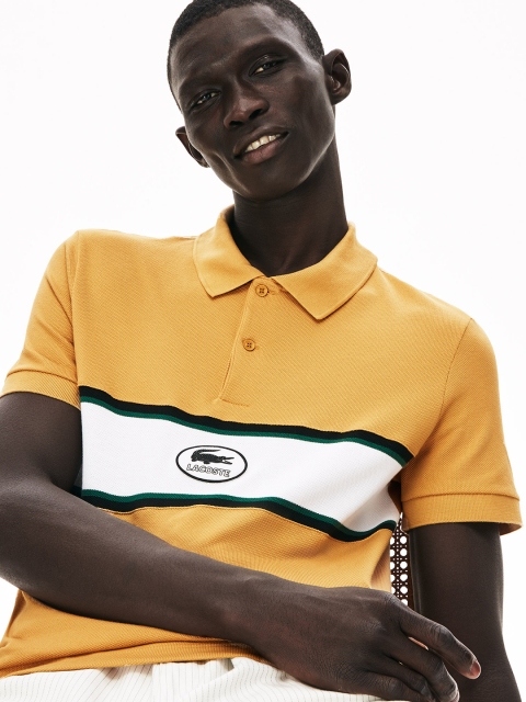 

Lacoste Men Yellow & White Colourblocked Polo Collar T-shirt