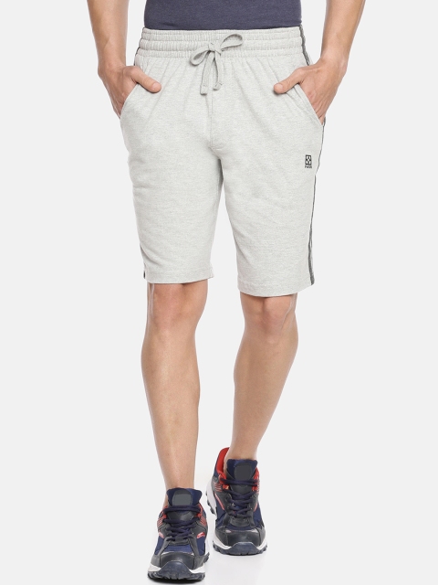 

F A S O Men Grey Melange Solid Regular Fit Shorts