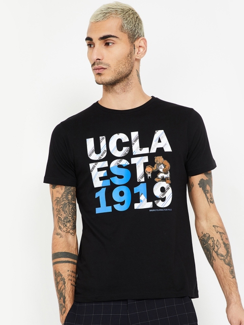 

UCLA Men Black & White Printed Round Neck T-shirt