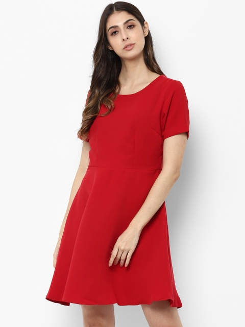 

Allen Solly Woman Women Red Solid Fit and Flare Dress