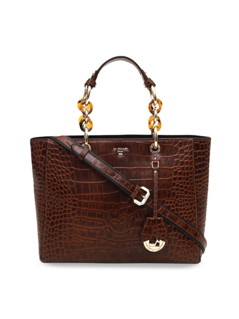 

Da Milano Brown Croc Skin Textured Leather Handheld Bag