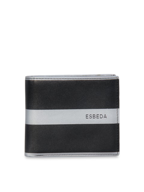 

ESBEDA Men Black & Grey Colourblocked Two Fold Wallet
