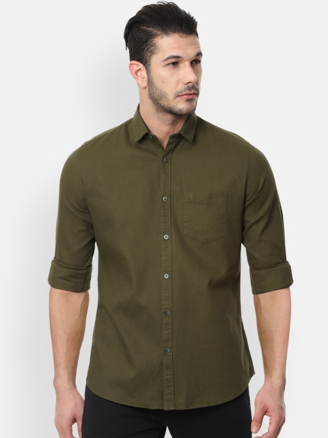 

Van Heusen Sport Men Olive Green Slim Fit Solid Casual Shirt