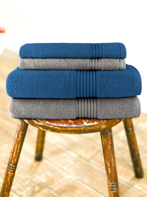 

swiss republic Unisex Pack of 4 Solid Signature 630 GSM Towels, Grey melange