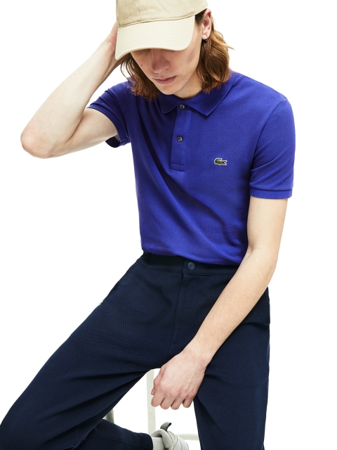 

Lacoste Men Blue Slim fit Lacoste Polo Shirt in petit pique