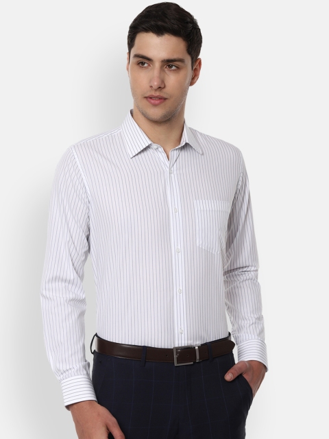 

Van Heusen Men White & Navy Blue Slim Fit Striped Formal Shirt