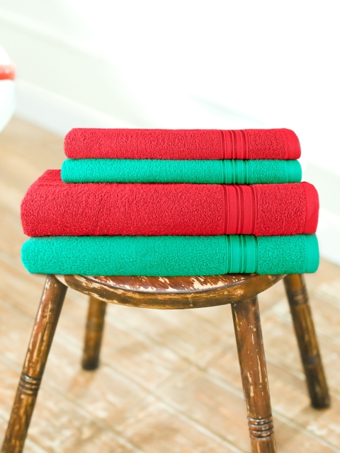 

swiss republic Unisex Set of 4 Solid Essential Plus 480 GSM Towels, Green