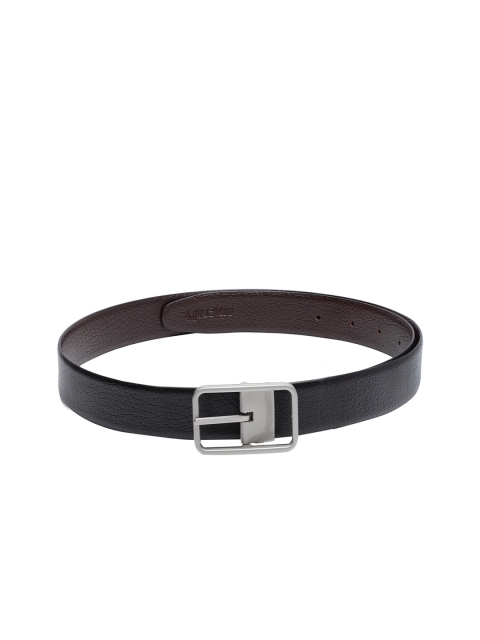 

amicraft Men Black & Coffee Brown Textured Reversible Belt