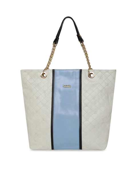 

KLEIO White & Blue Colourblocked Handheld Bag