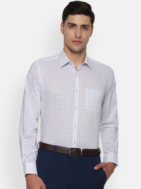 

Van Heusen Men Off-White & Blue Regular Fit Checked Formal Shirt