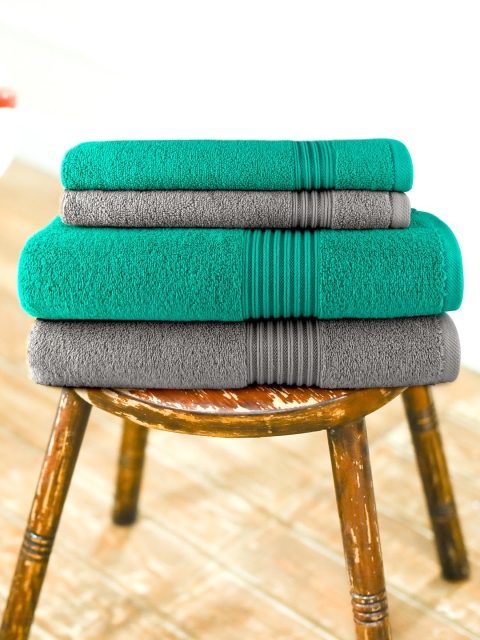 swiss republic Unisex Pack of 4 Solid Signature 630 GSM Towels, Grey