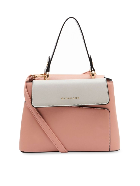 

GIORDANO Pink & White Colourblocked Handheld Bag