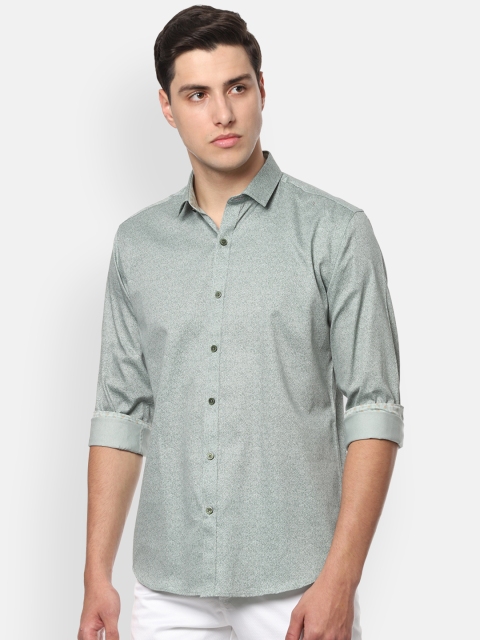 

V Dot Men Green Slim Fit Printed Casual Shirt