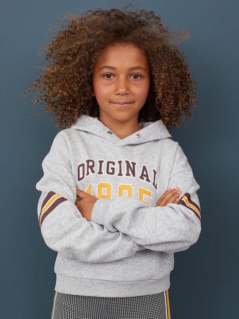 

H&M Girls Grey Short Hooded Top