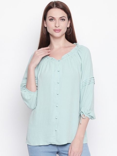 

Honey by Pantaloons Women Sea Green Solid A-Line Top