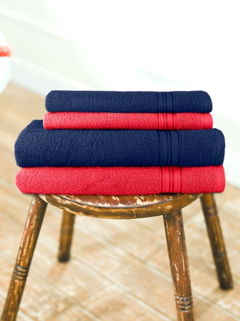 

swiss republic Unisex Set of 4 Solid Essential Plus 480 GSM Towels, Red