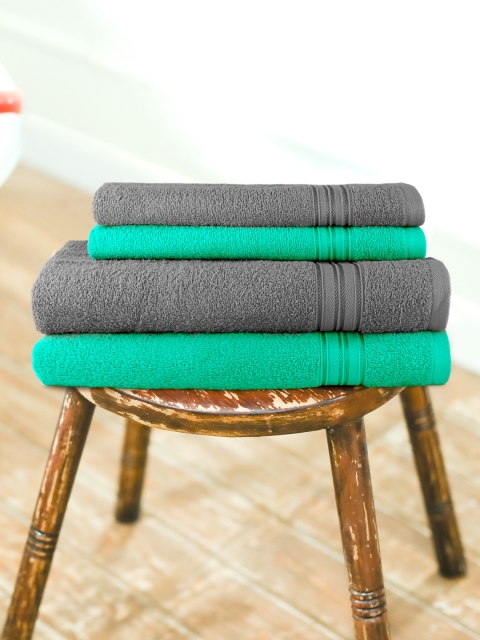 

swiss republic Unisex Pack of 4 Solid Essential Plus 480 GSM Towels, Green