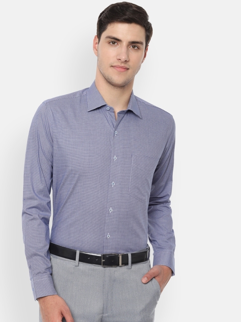 Van Heusen Men Navy Blue Slim Fit Printed Formal Shirt
