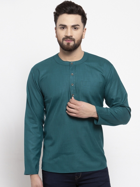 

Jompers Men Teal Green Solid Straight Kurta