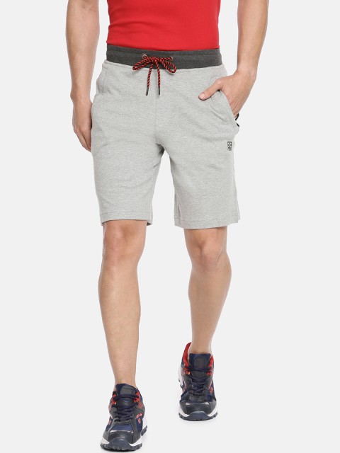 

F A S O Men Grey Melange Solid Regular Fit Shorts