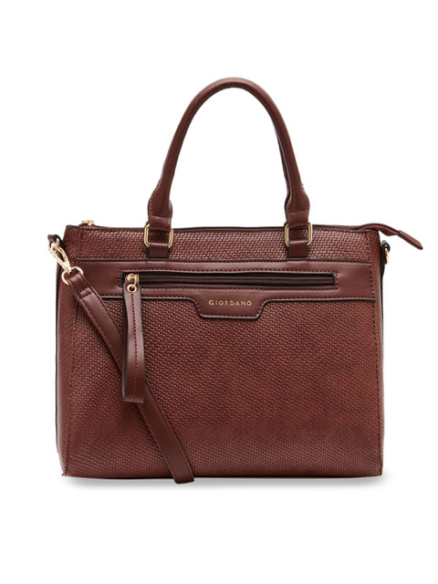 

GIORDANO Brown Self Design Handheld Bag