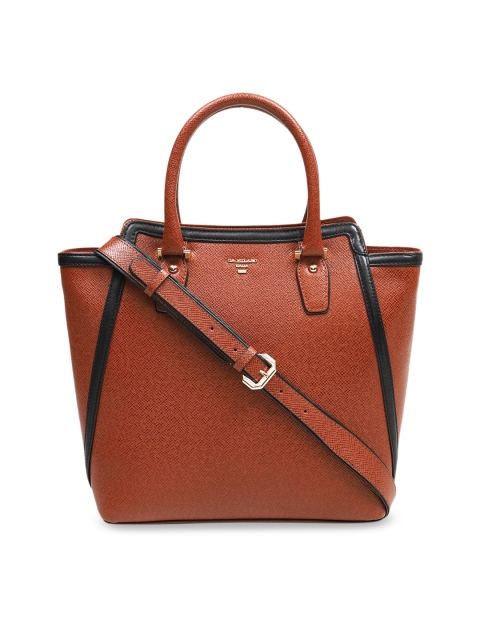 

Da Milano Tan Brown Textured Genuine Leather Handheld Bag