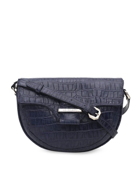 

Da Milano Navy Blue Croc Textured Leather Sling Bag