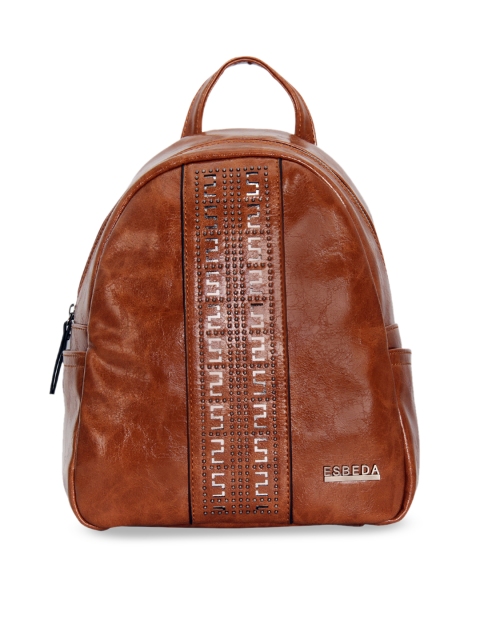 

ESBEDA Women Brown Laser Cut & Embellished Backpack