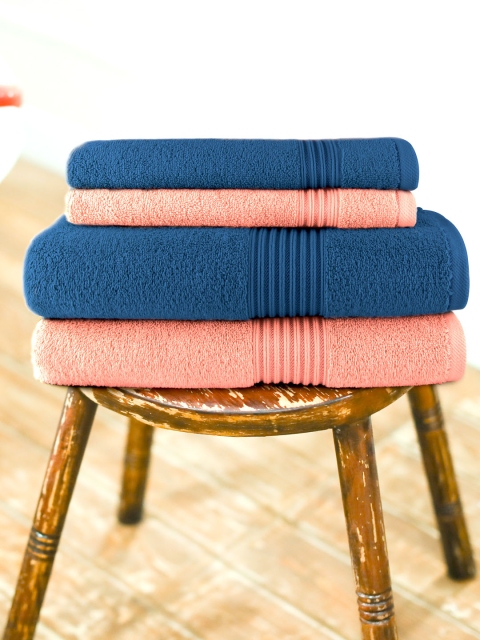 

swiss republic Unisex Pack of 4 Solid Signature 630 GSM Towels, Pink