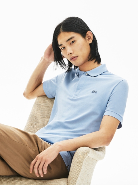 

Lacoste Men Blue Solid Paris Polo Shirt Regular Fit Stretch Cotton Pique