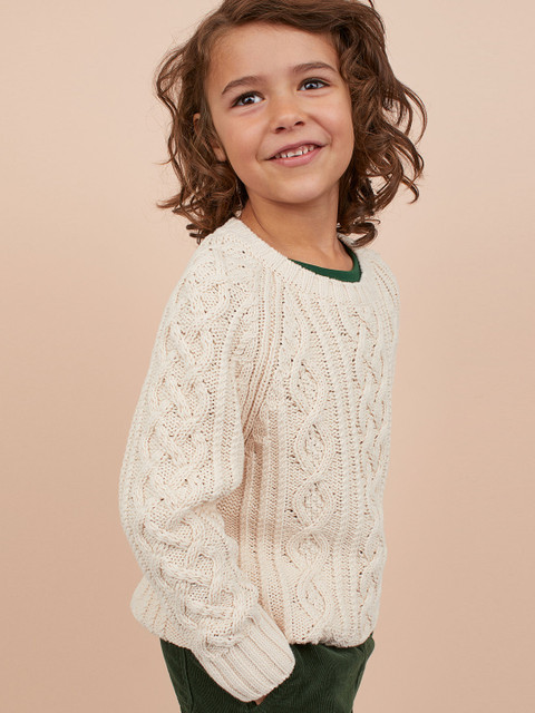 

H&M Boys Beige Cable-knit Cotton Jumper
