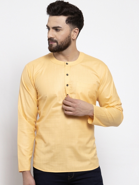 

Jompers Men Yellow Solid Straight Kurta