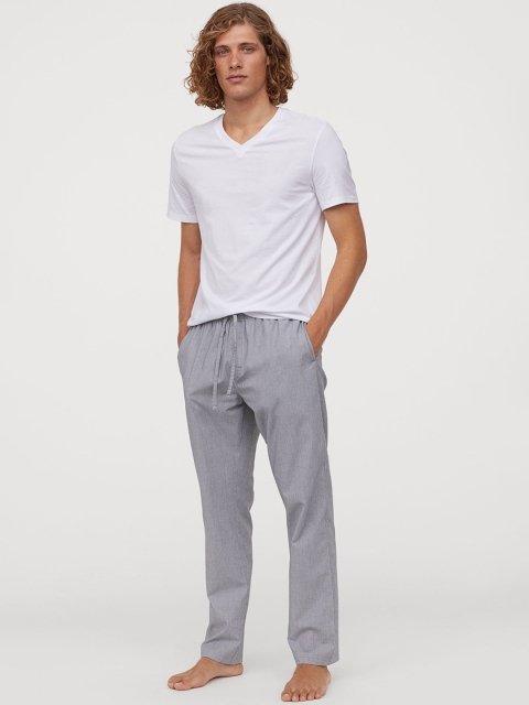 

H&M Men Grey Solid Pyjama Bottoms 0523936006, White