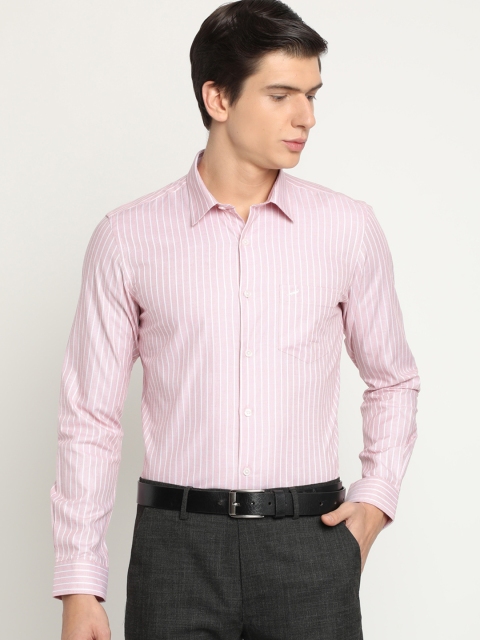 

Crocodile Men Pink & White Slim Fit Striped Formal Shirt