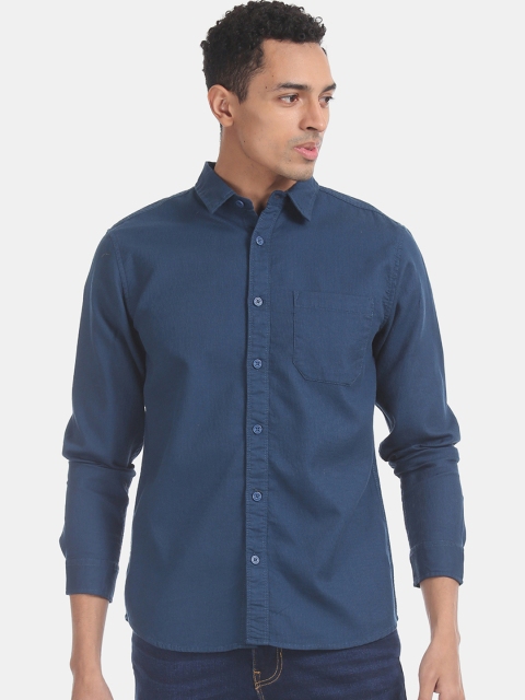 

Cherokee Men Teal Blue Regular Fit Solid Casual Shirt