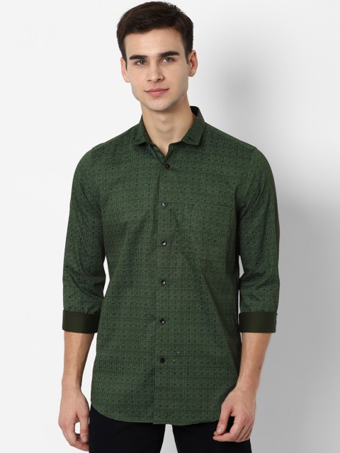 

Allen Solly Men Olive Green Slim Fit Checked Casual Shirt