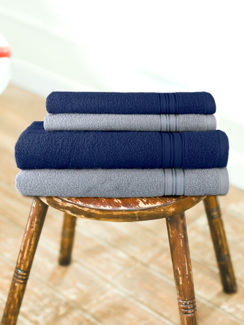

swiss republic Unisex Set of 4 Solid Essential Plus 480 GSM Towels, Grey melange