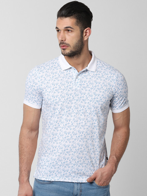 

Peter England Casuals Men Blue & White Printed Polo Collar T-shirt