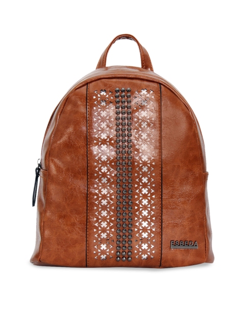 

ESBEDA Women Brown Laser Cut & Embellished Backpack