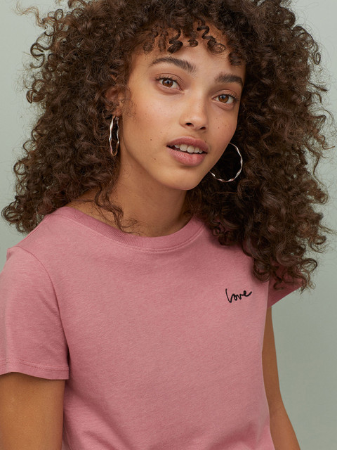 

H&M Women Pink Solid Jersey T-shirt