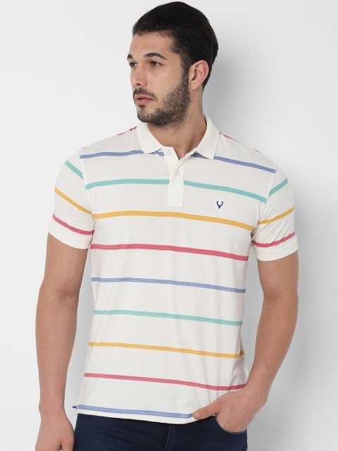 

Allen Solly Sport Men White Striped Polo Collar T-shirt
