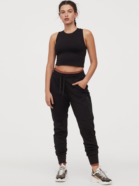 

H&M Women Black Solid Sports Trousers