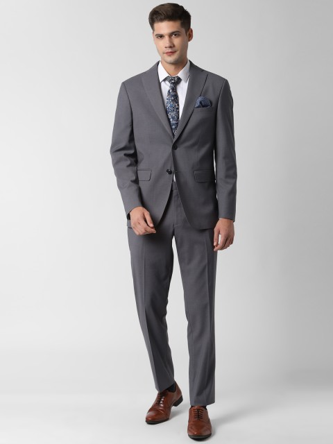 

Peter England Men Grey Solid Slim-Fit Single-Breasted Formal Suit