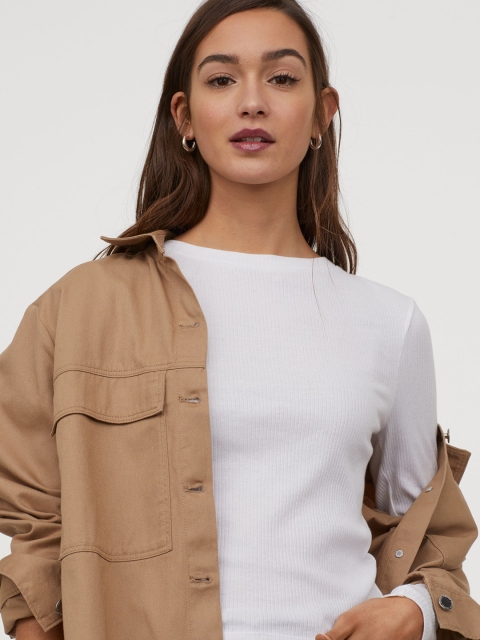 

H&M Women White Ribbed Top